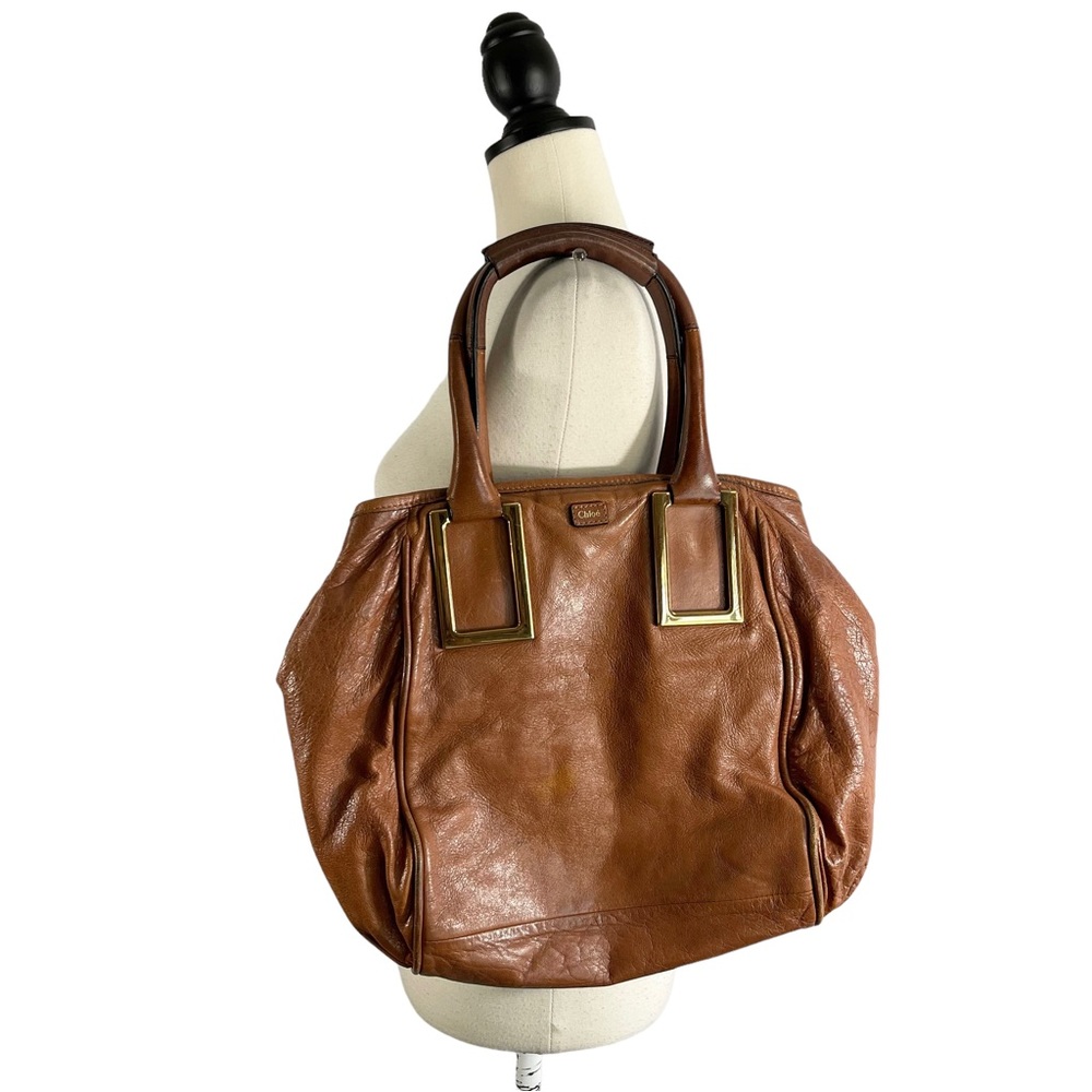 Chloe Ethel Brown Leather Satchel Handbag